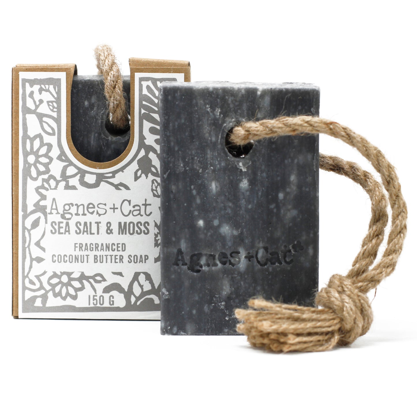 Agnes+Cat Soap On A Rope 150g - Sea Salt And Moss