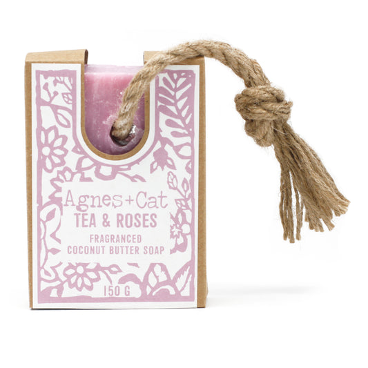 Agnes+Cat Soap On A Rope 150g - Tea & Roses